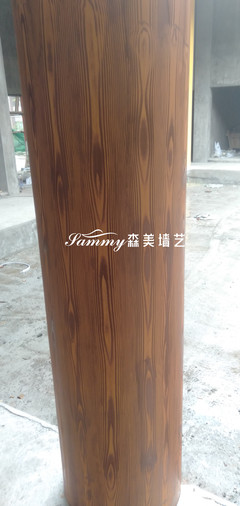 水泥圆柱上拉木纹原来工具是这样用的，总算搞明白了！